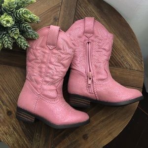 Toddler girl pink cowboy boots size 5c EUC